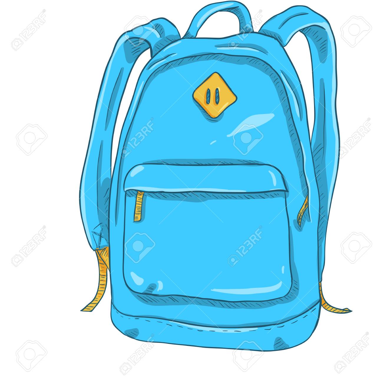 Vector Single Cartoon Blue And Yellow Casual Urban Style Backpack