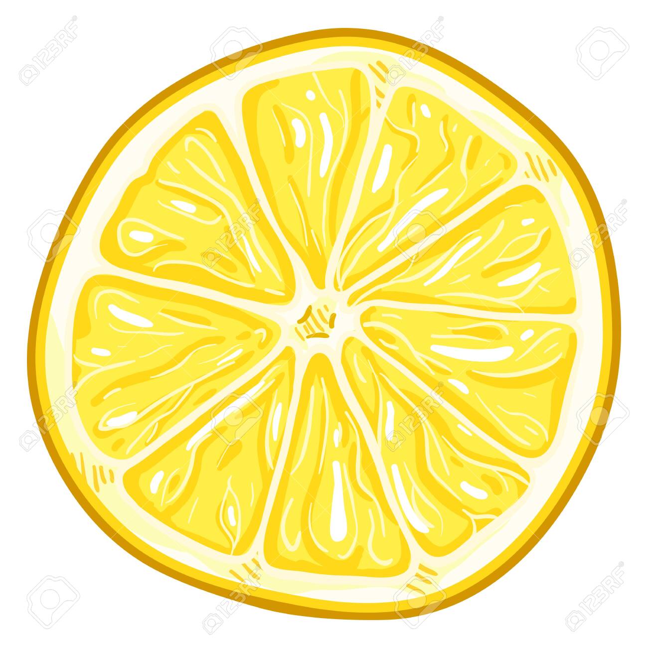 Vector Cartoon Yellow Lemon Round Slice. Royalty Free SVG, Cliparts, Vectors,  and Stock Illustration. Image 119460792., image size:1300x1300