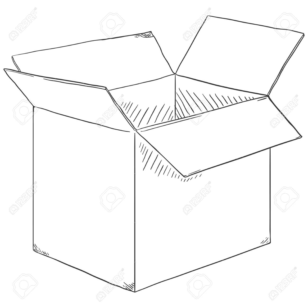 Vector Sketch Open Cubicle Cardboard Box Royalty Free SVG, Cliparts, Vectors,  and Stock Illustration. Image 131975449., image size:1300x1300