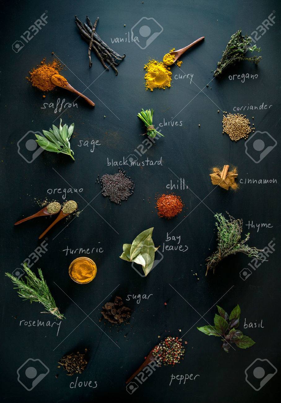 Spices and herbs. Variety of spices and mediterranean herbs. Spices with names - 44693406 Spices and herbs. Variety of spices and mediterranean herbs. Spices with names - 44693406