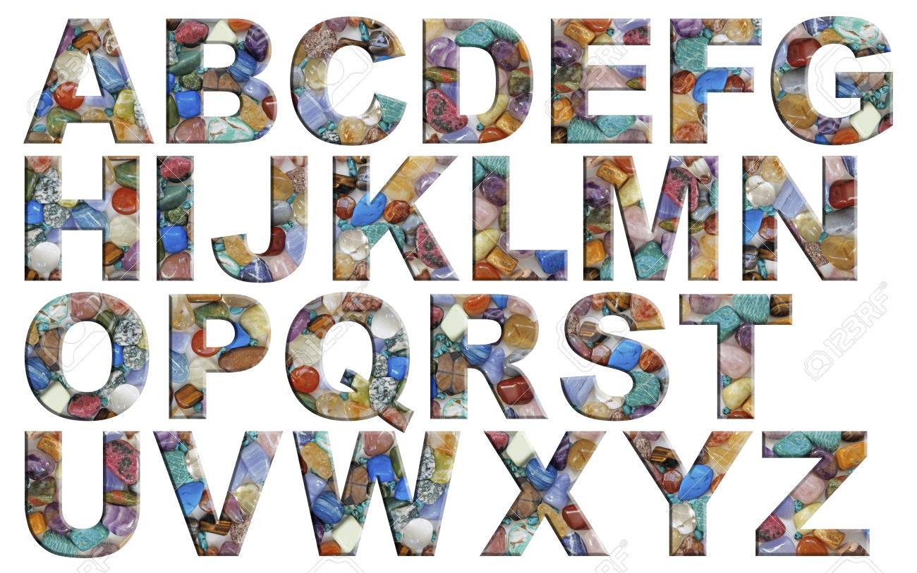 Crystal Tumbled Stones Alphabet Capital Letters - A - Z Alphabet With A  Polished Tumbled Stones Theme In Capital Letters On A White Background  Stock Photo, Picture And Royalty Free Image. Image 48676730.