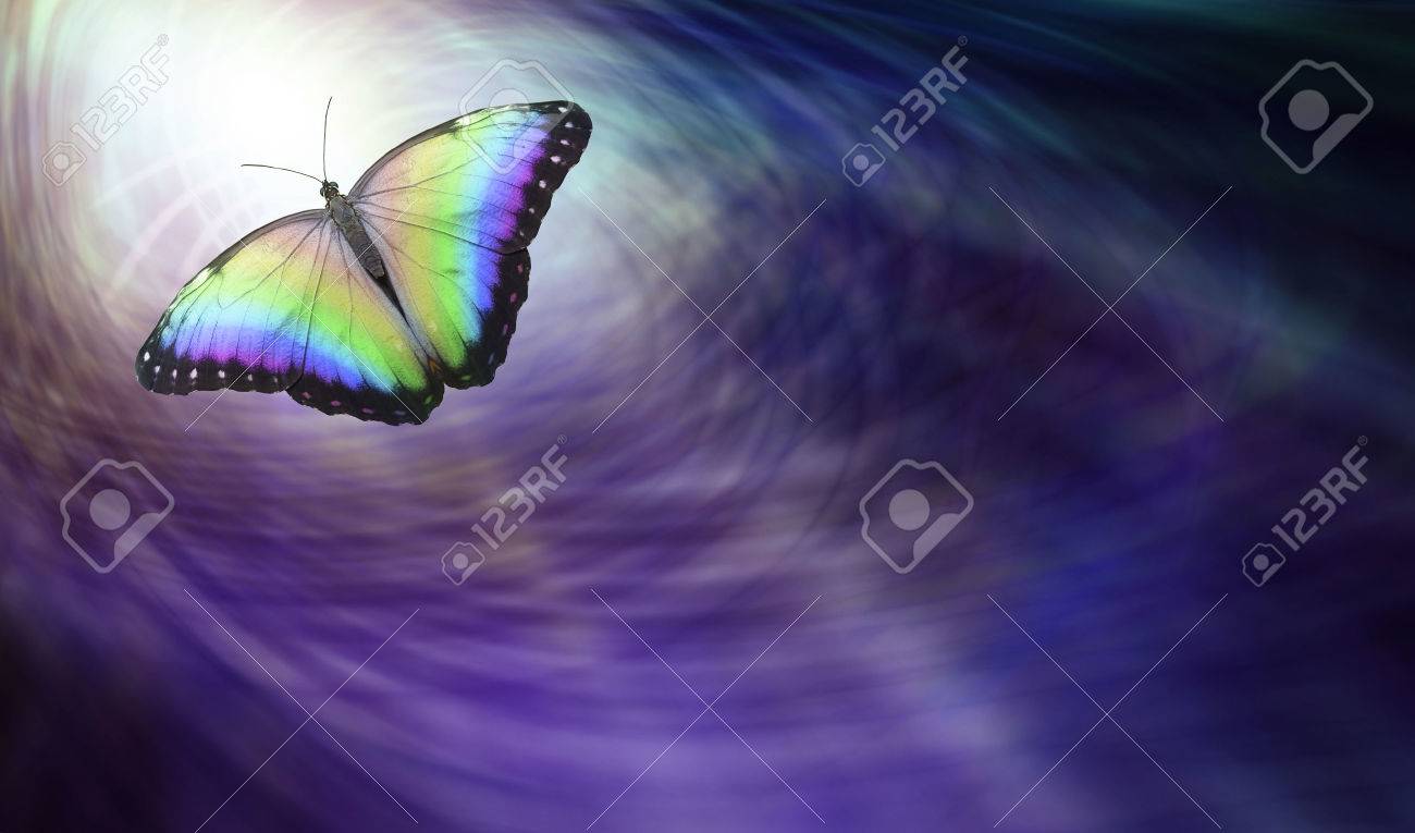 Liberation Spirituelle Symbolique Beau Papillon Multicolore Se Deplacant Dans La Lumiere Representant Une Ame Qui Part Banque D Images Et Photos Libres De Droits Image