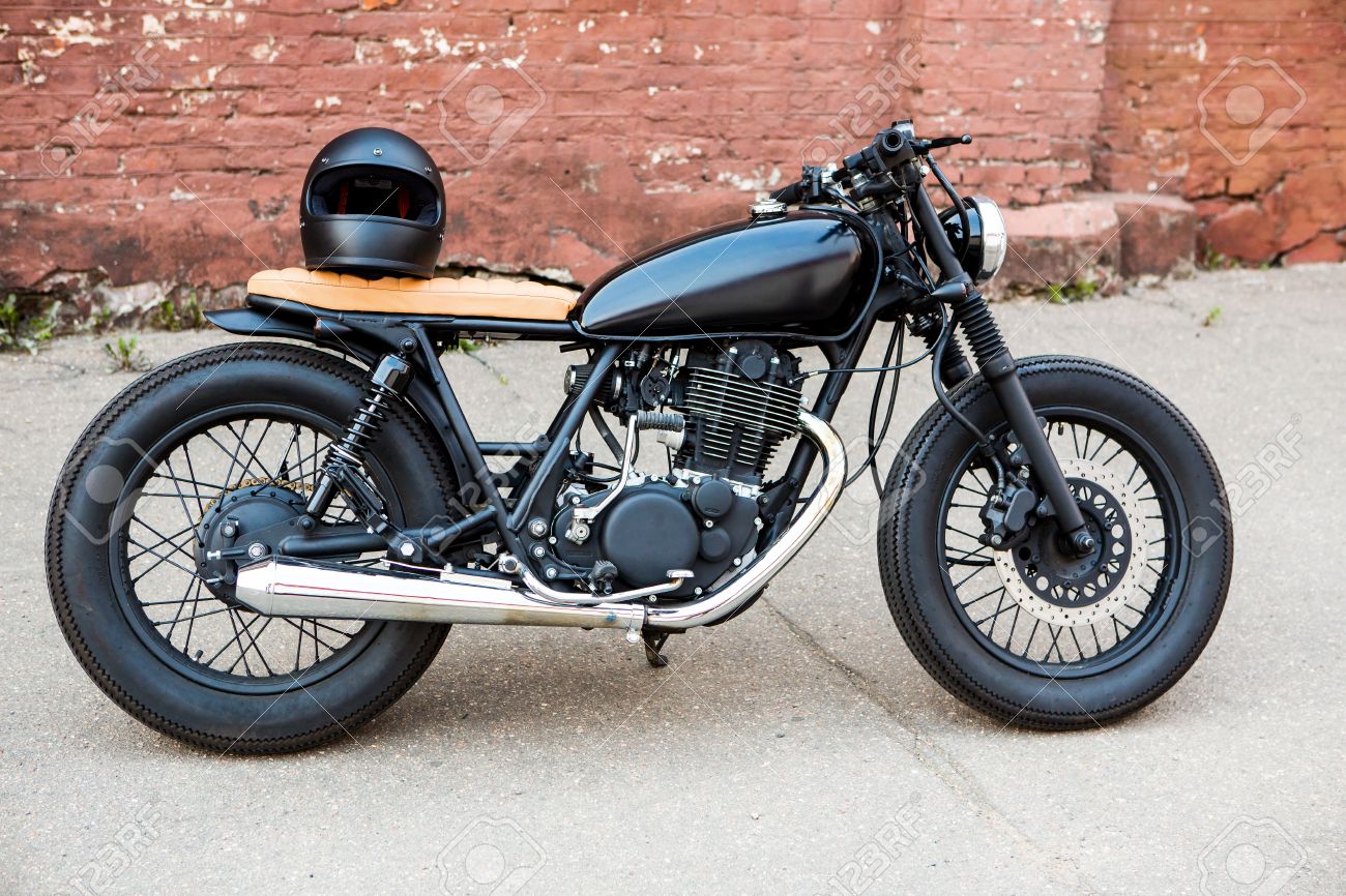 black vintage custom motorcycle