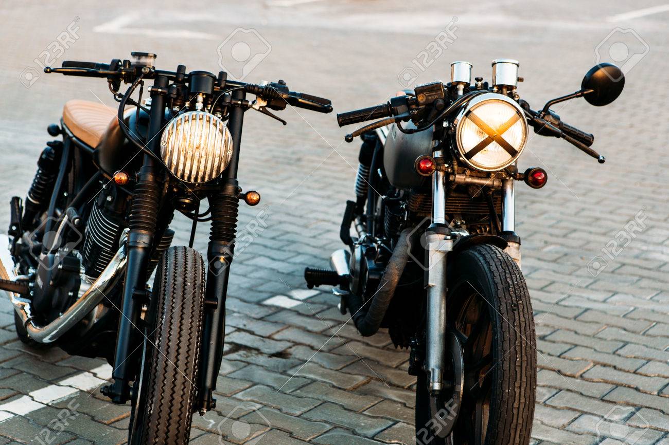 Vintage Custom Motorbike Caferacer Motorcycle With Lamp Lights Vintage Custom Motorbike Caferacer