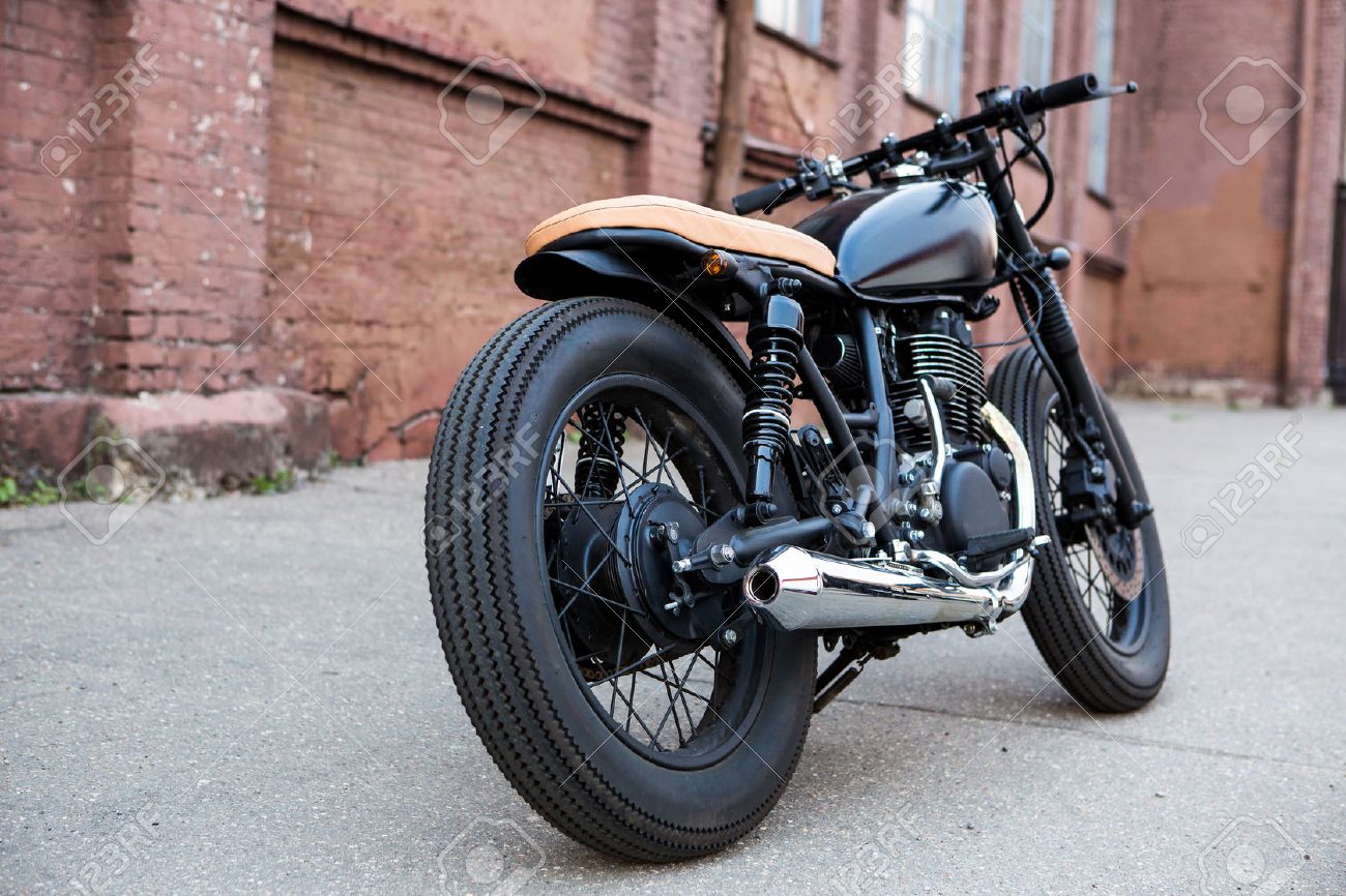 black vintage custom motorbike