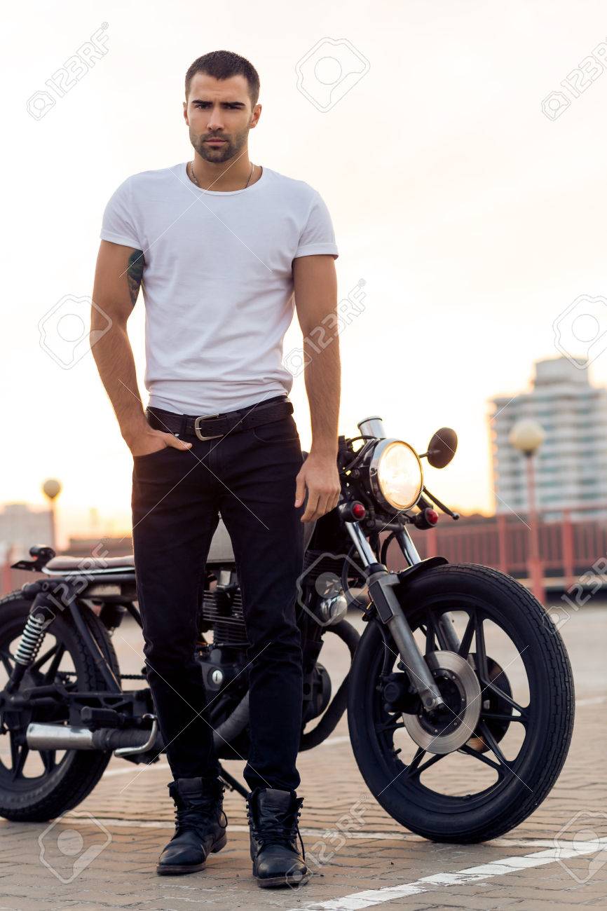 Just Wanna Ride Cafe Racer Mens Biker T-Shirt Motorbike Bike Custom