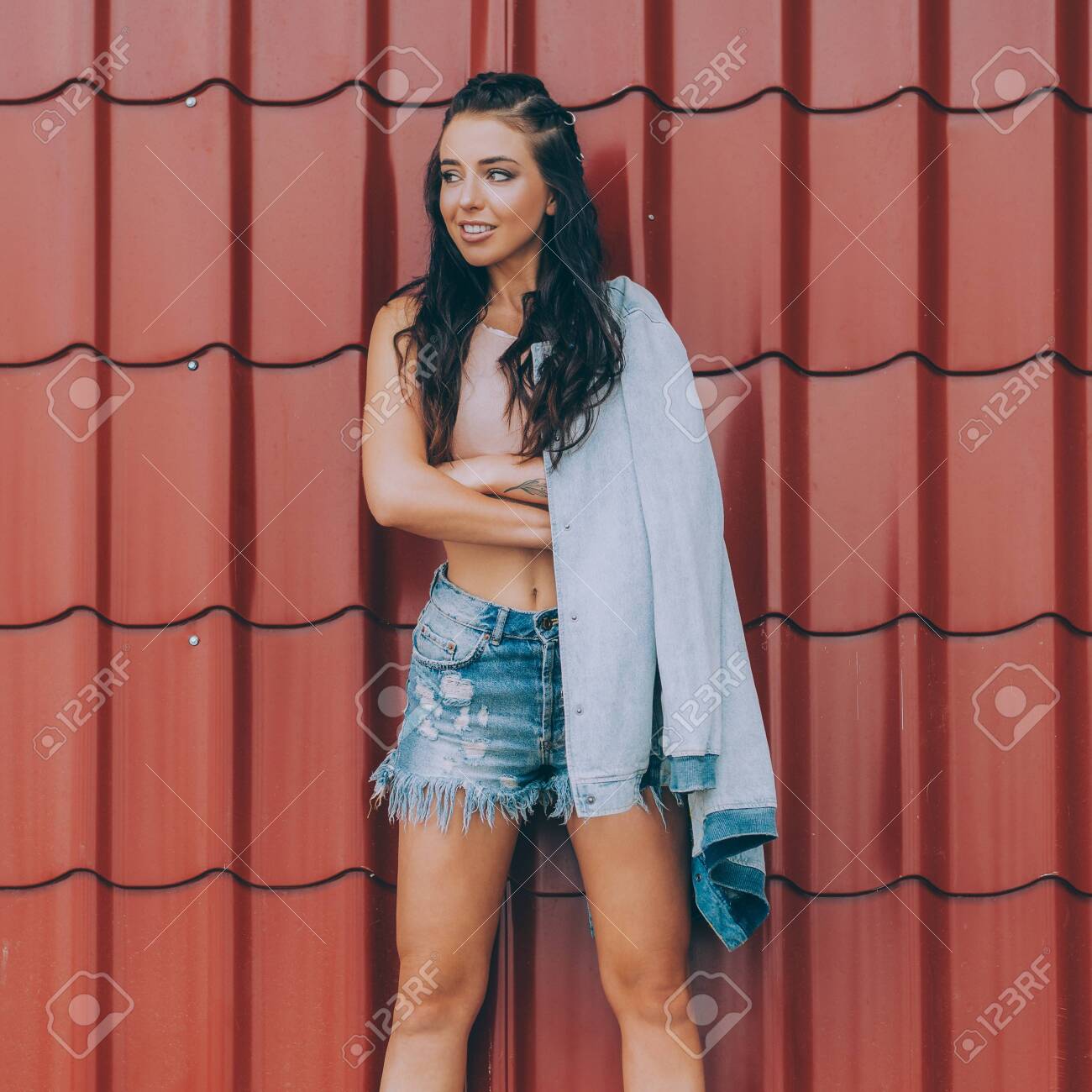 athletic jean shorts