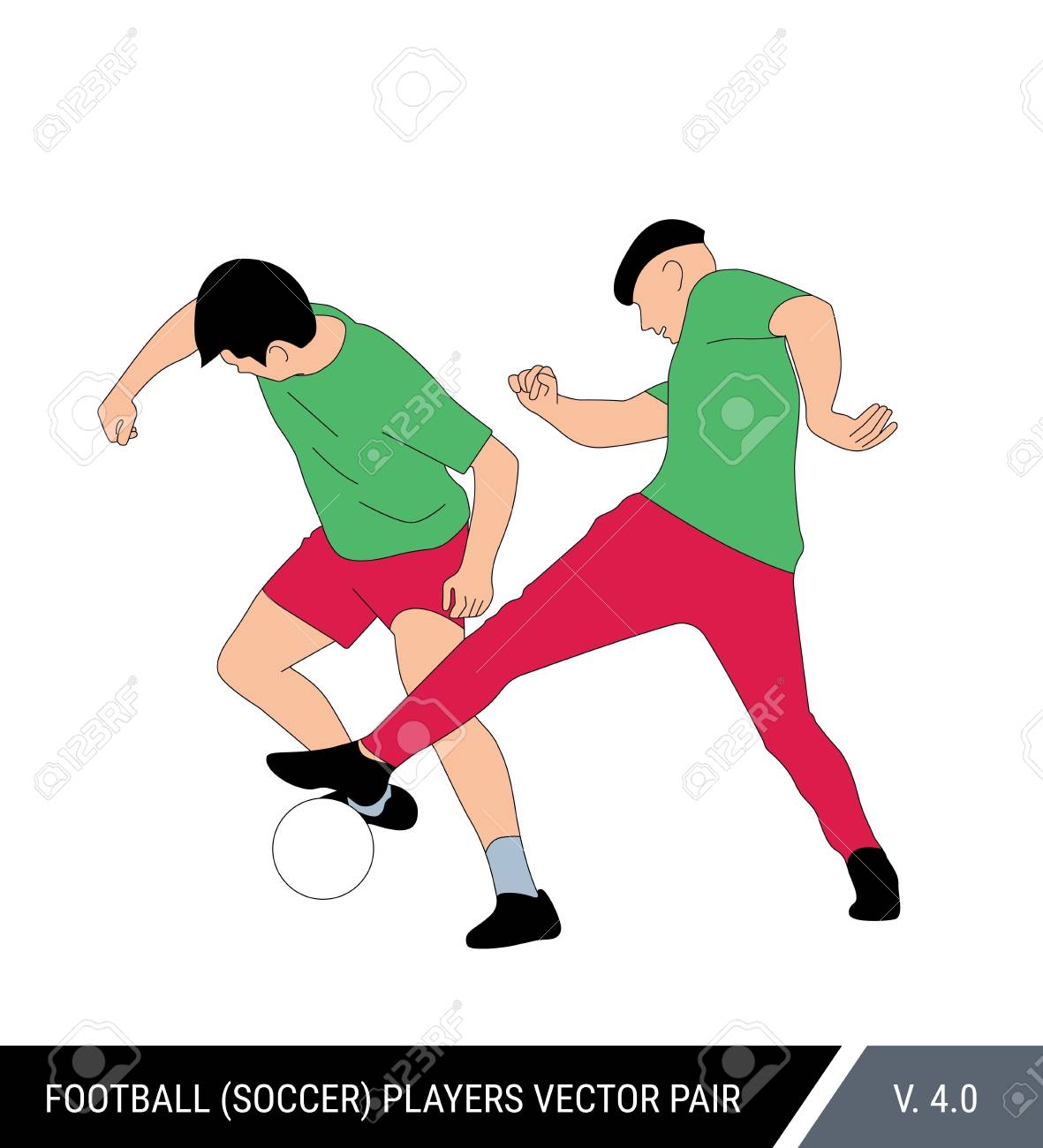 Two Players Fight Ball Football Geometric Stock Vector (Royalty Free)  242073871