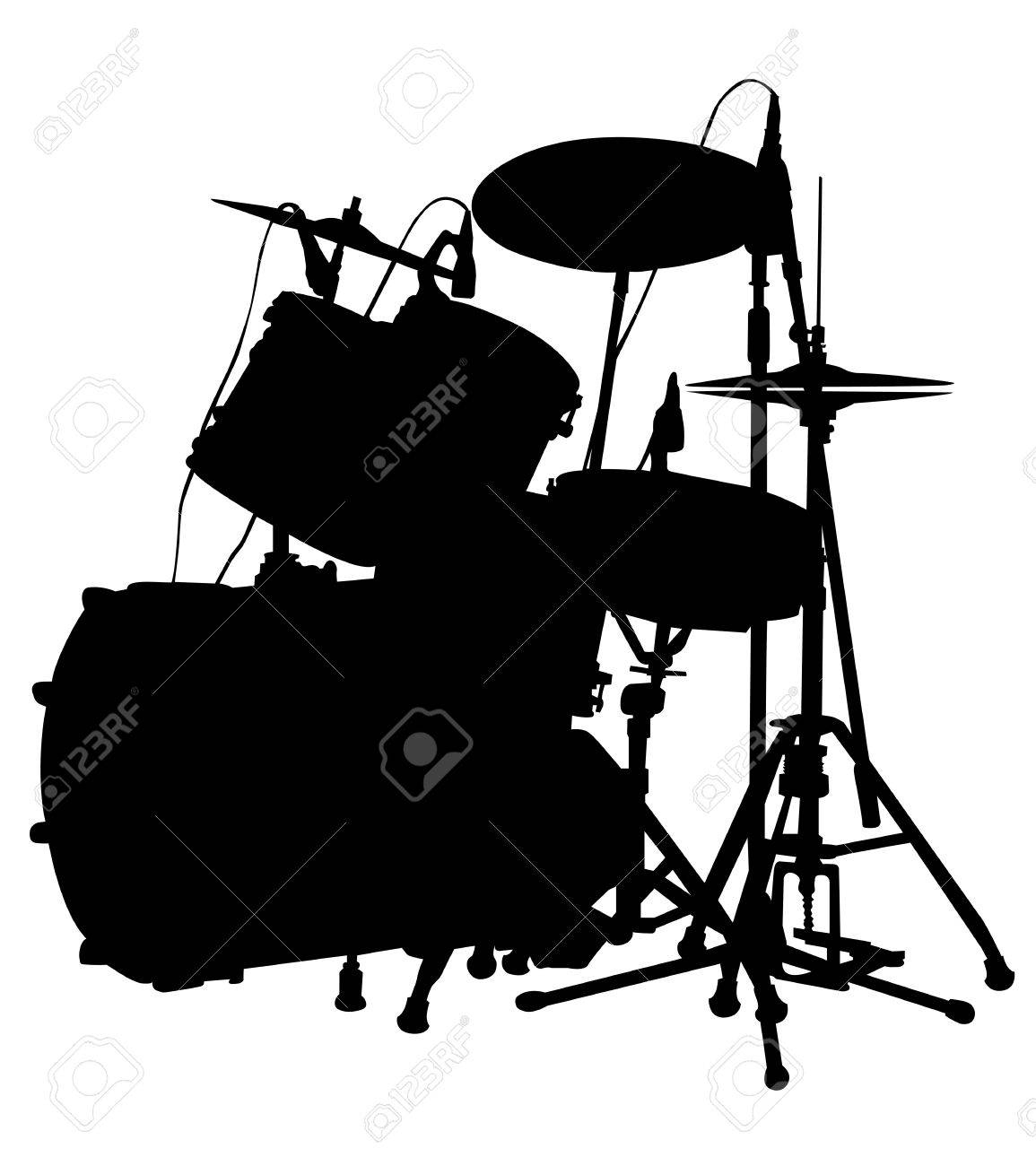 Drum Set Is On The Scene Silhouette Vector Royalty Free Cliparts Vectors And Stock Illustration Image