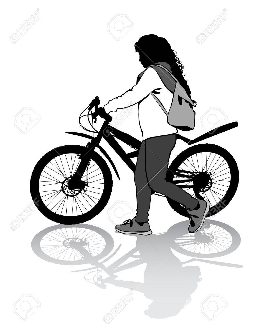 女の子は 自転車で散歩に行きます のイラスト素材 ベクタ Image 女の子は 自転車で散歩に行きます のイラスト素材 ベクタ Image