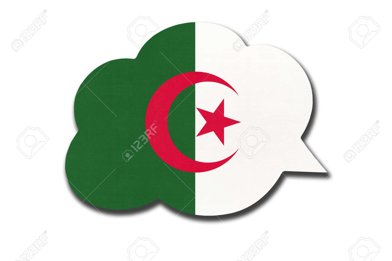 3d speech bubble with Algerian national flag isolated on white background. Speak and learn language. Symbol of Algeria country. World communication sign. - 169067241 3d speech bubble with Algerian national flag isolated on white background. Speak and learn language. Symbol of Algeria country. World communication sign. - 169067241