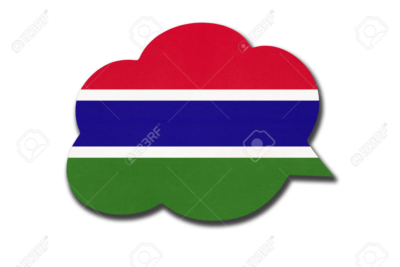 3d speech bubble with Gambian national flag isolated on white background. Speak and learn language. Symbol of The Gambia country. World communication sign. - 169067250 3d speech bubble with Gambian national flag isolated on white background. Speak and learn language. Symbol of The Gambia country. World communication sign. - 169067250