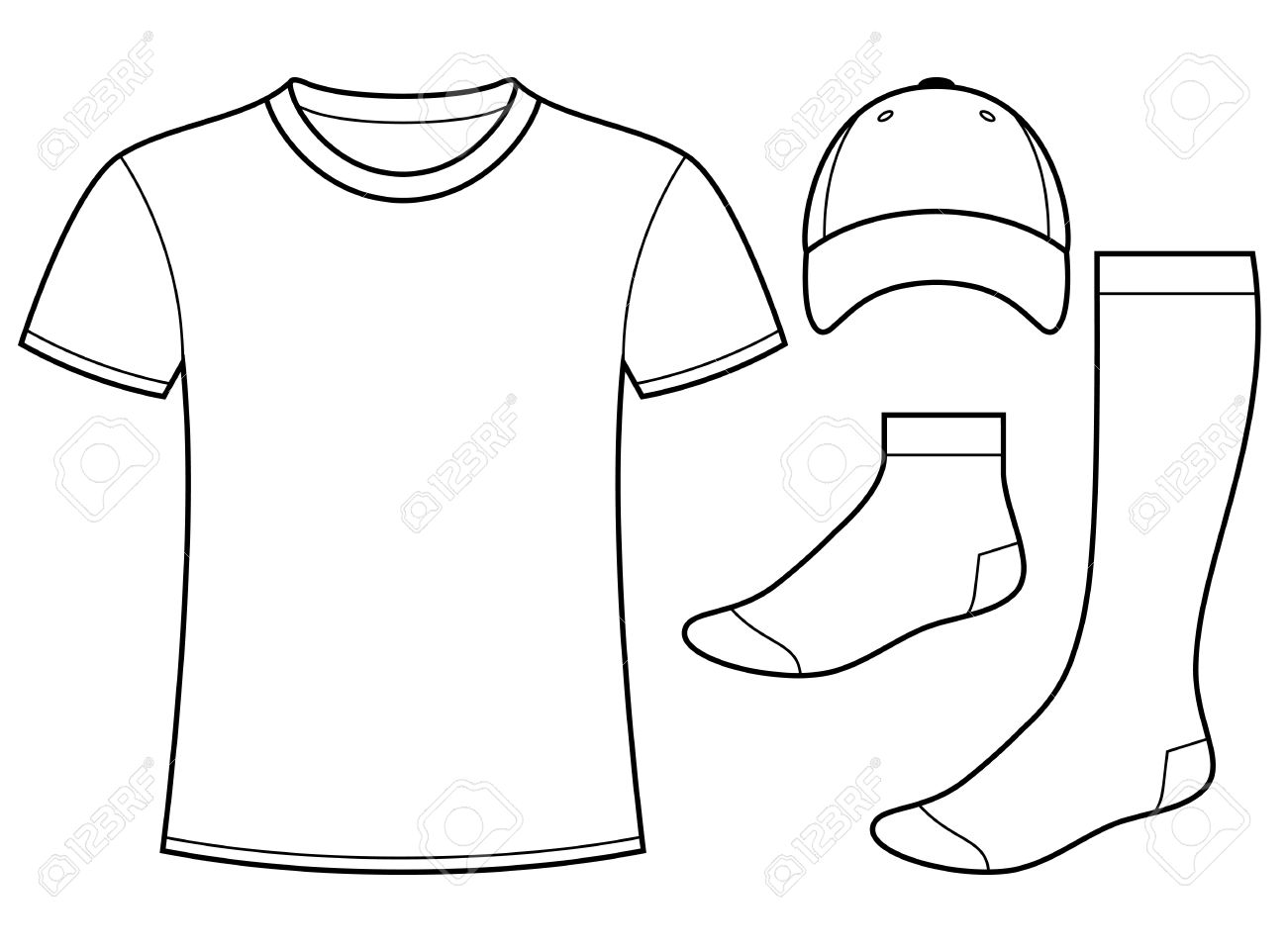t shirt cap and socks template royalty free cliparts vectors and