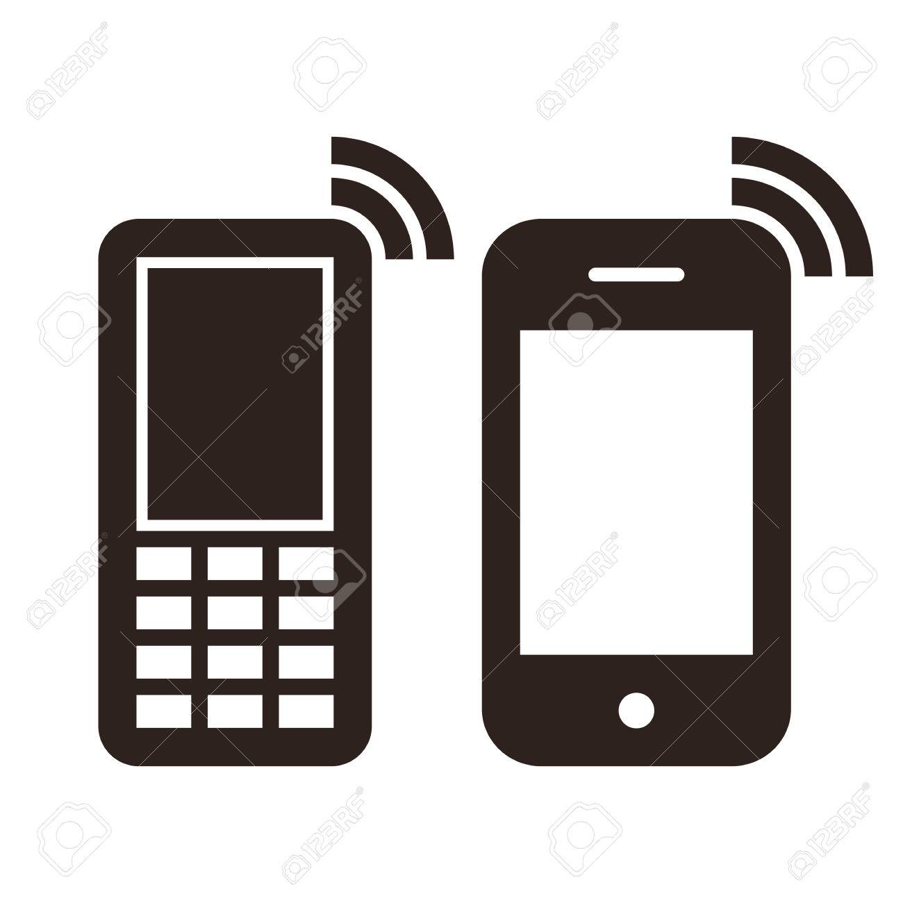 携帯電話アイコンが白い背景で隔離 のイラスト素材 ベクタ Image