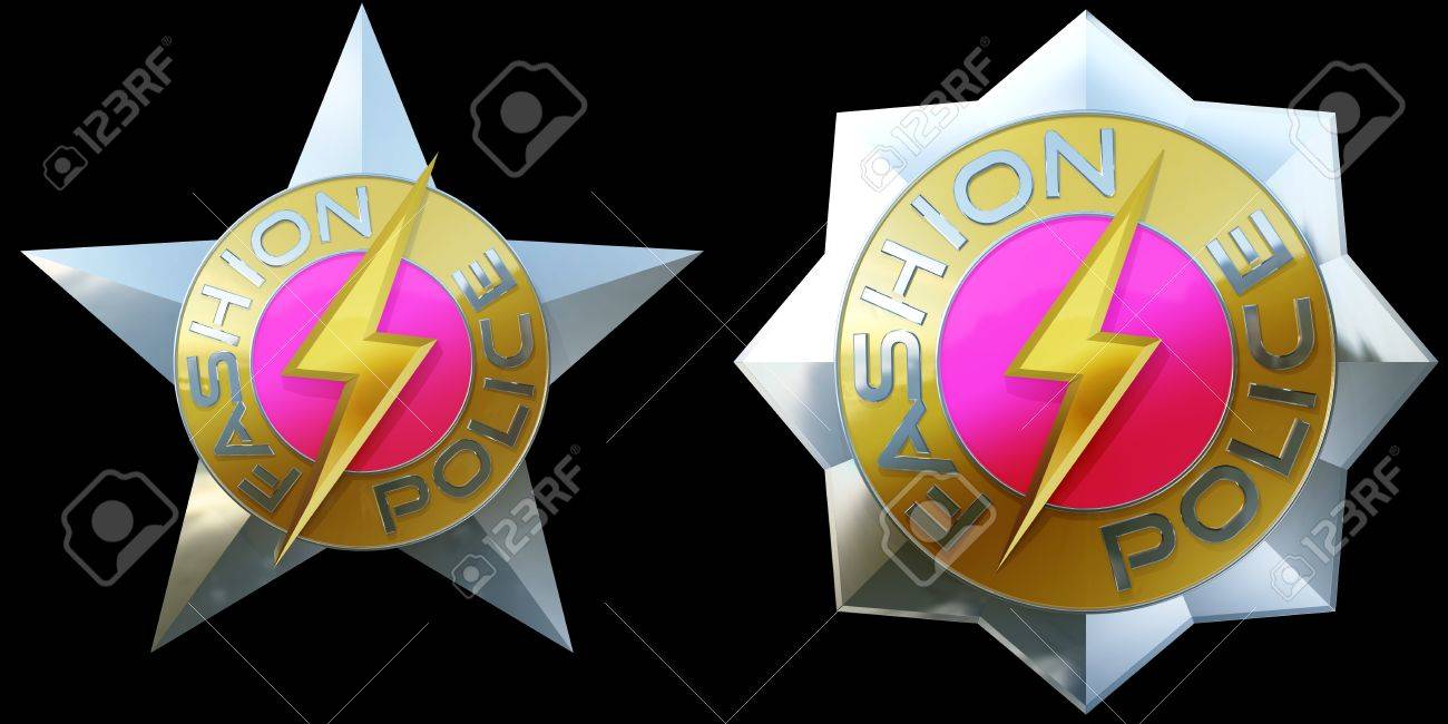 Two Shiny Pink, Silver And Gold Fashion Police Badges 3d Stock Photo,  Picture and Royalty Free Image. Image 16802475.