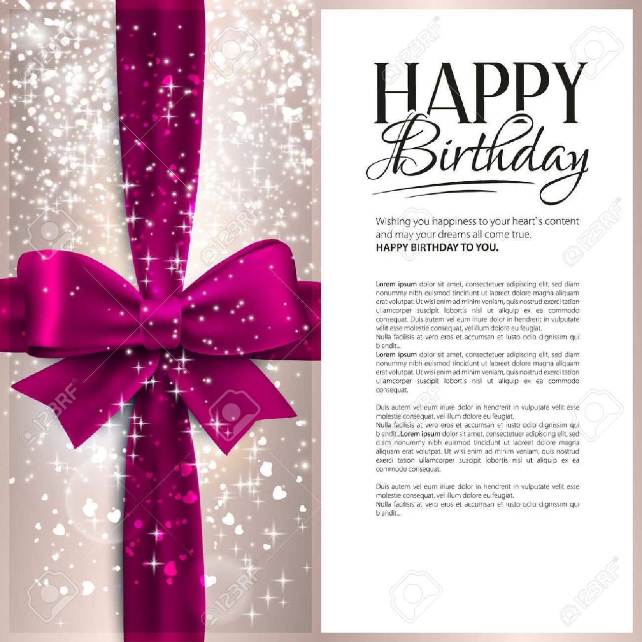 Vector Birthday Card With Pink Ribbon And Birthday Text Royalty Free Cliparts Vectors And Stock Illustration Image