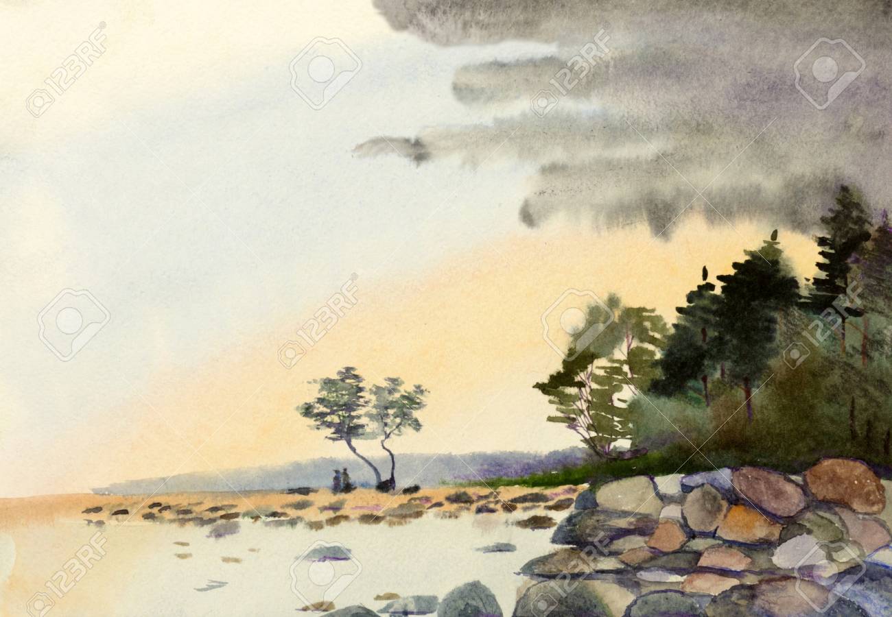 風景のパステル画 石のオブジェクト 【公式通販】