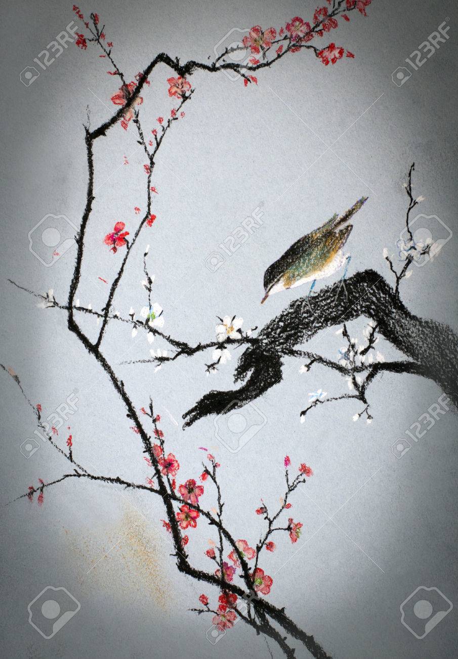 【絵画】ネイチャーアート「梅の新芽をついばむウソ」 絵画】ネイチャーアート「梅の新芽をついばむウソ」