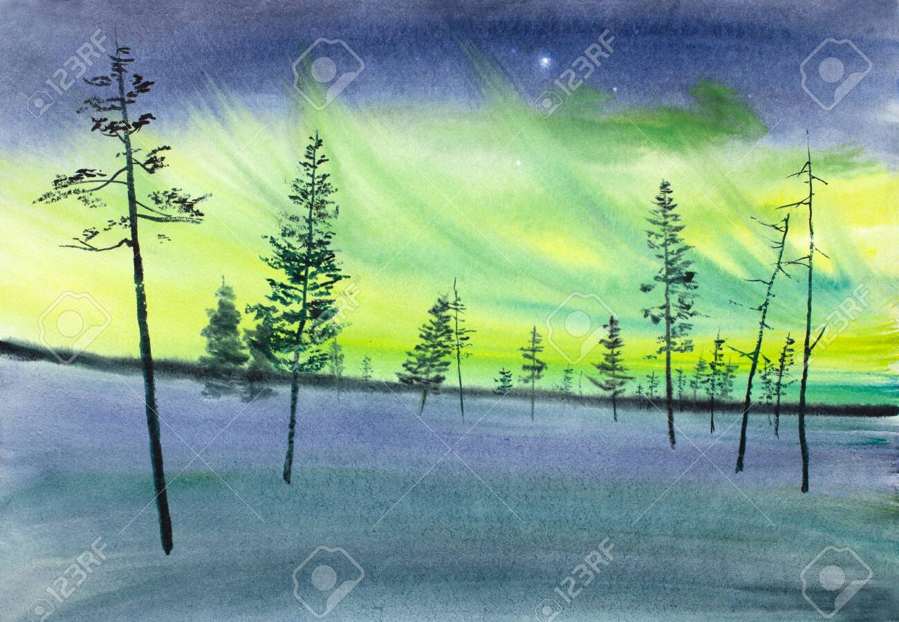 Bright Christmas Star And Northern Lights Stock Photo ...