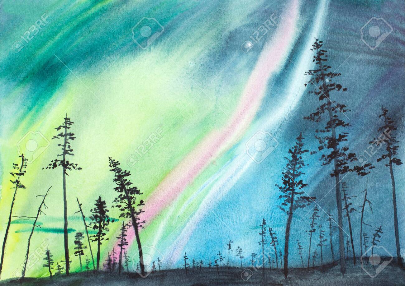 Bright Northern Lights And Christmas Star Stock Photo ...