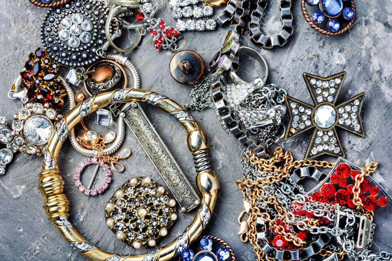 Mix Of Beautiful Jewellery Collection Of Bijouterie Fashion Jewels Stock Photo Picture And Royalty Free Image Image