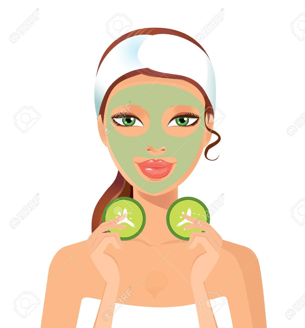 Download Woman Spa With Cosmetic Face Mask Smiling Girl Portrait Clean Royalty Free Cliparts Vectors And Stock Illustration Image 64777495 PSD Mockup Templates