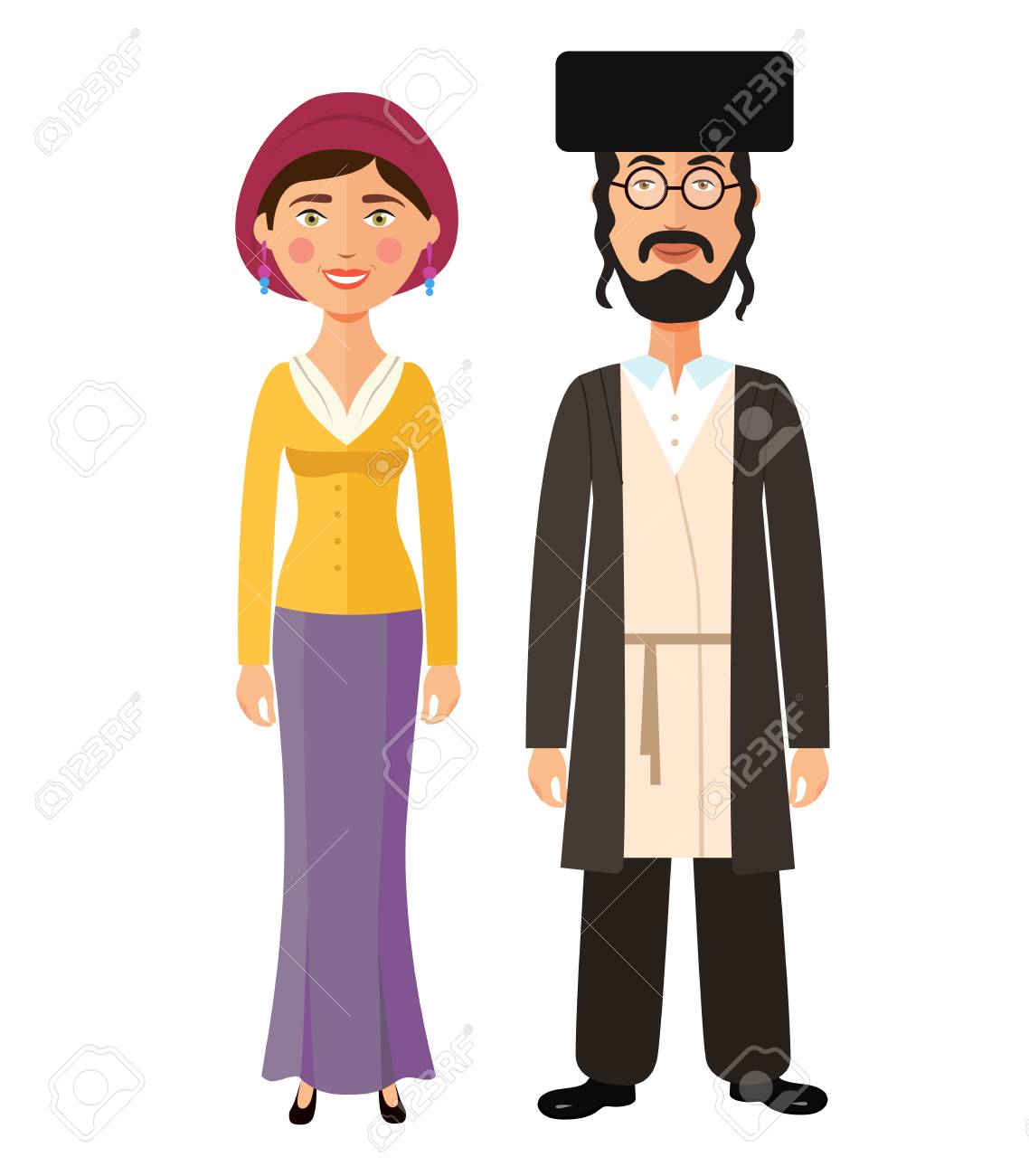 Jewish Couple Traditional Clothes Hasid Rabbi Rabbin National Vector  Illustration Mother, Father Клипарты, SVG, векторы, и Набор Иллюстраций Без  Оплаты Отчислений. Image 123608359