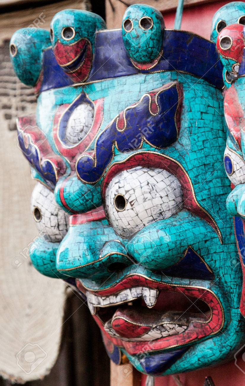 バクタプル ネパールの伝統的な仏教鬼マスク の写真素材 画像素材 Image