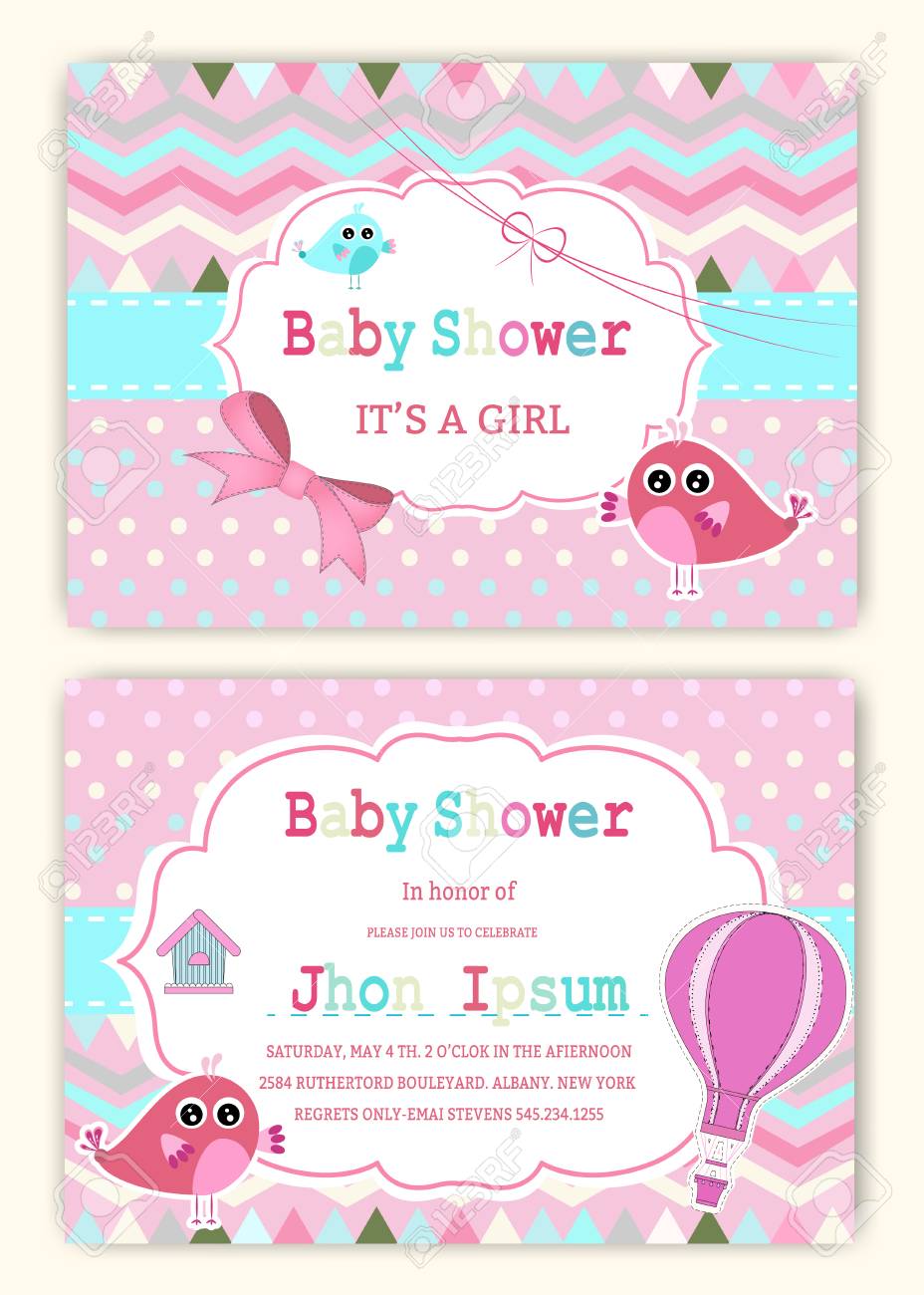 baby shower party invitation design template ロイヤリティフリー