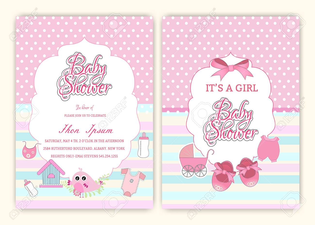 baby shower party invitation design template ロイヤリティフリー
