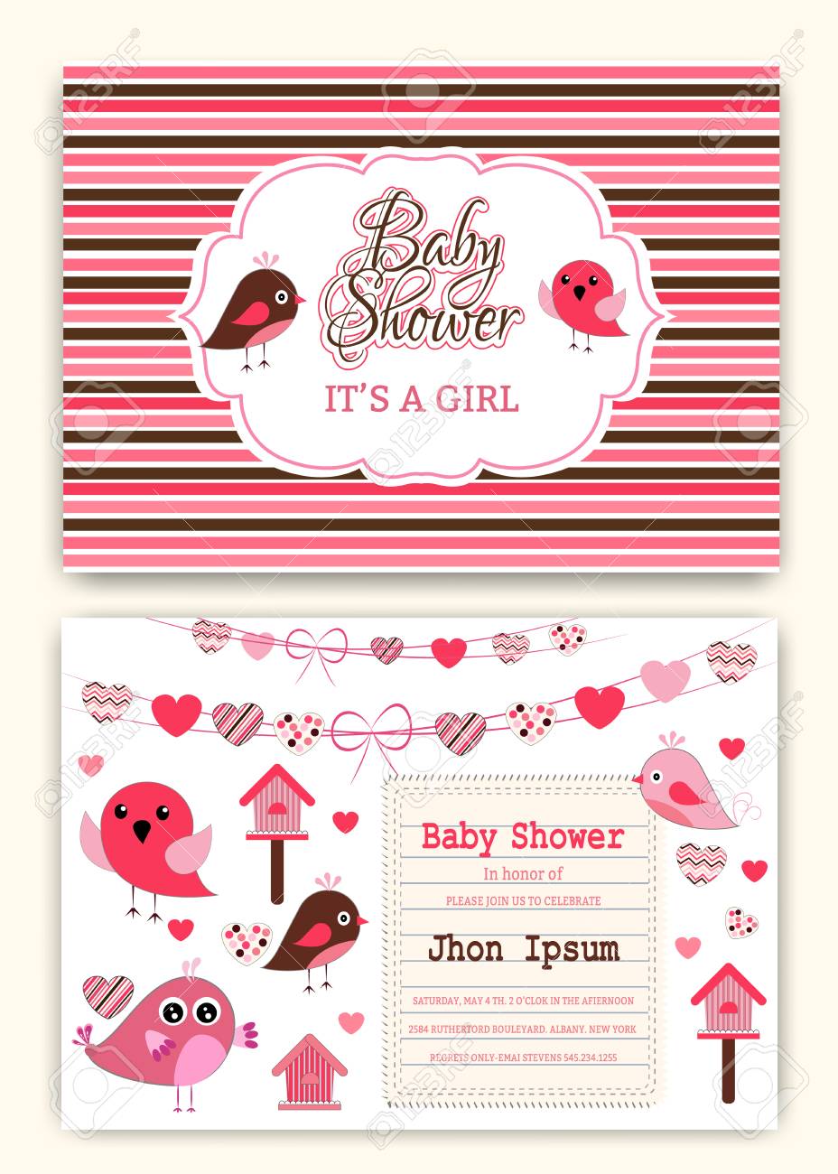 baby shower party invitation design template ロイヤリティフリー