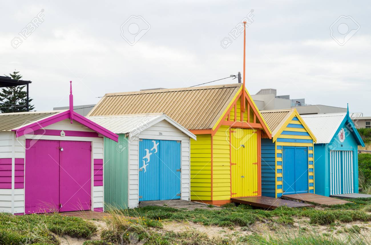 Colourful Beach Huts On Edithvale Beach In Melbourne