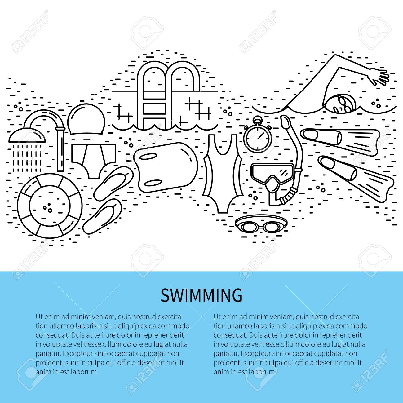 flyer in line style swimming line icon vector illustration royalty line flyer eu