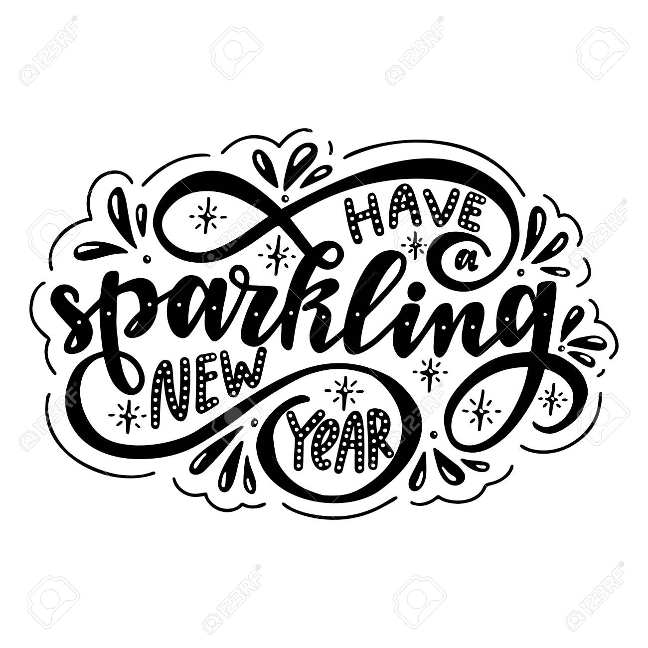 have a sparkling new year. poster with hand drawn lettering.vector