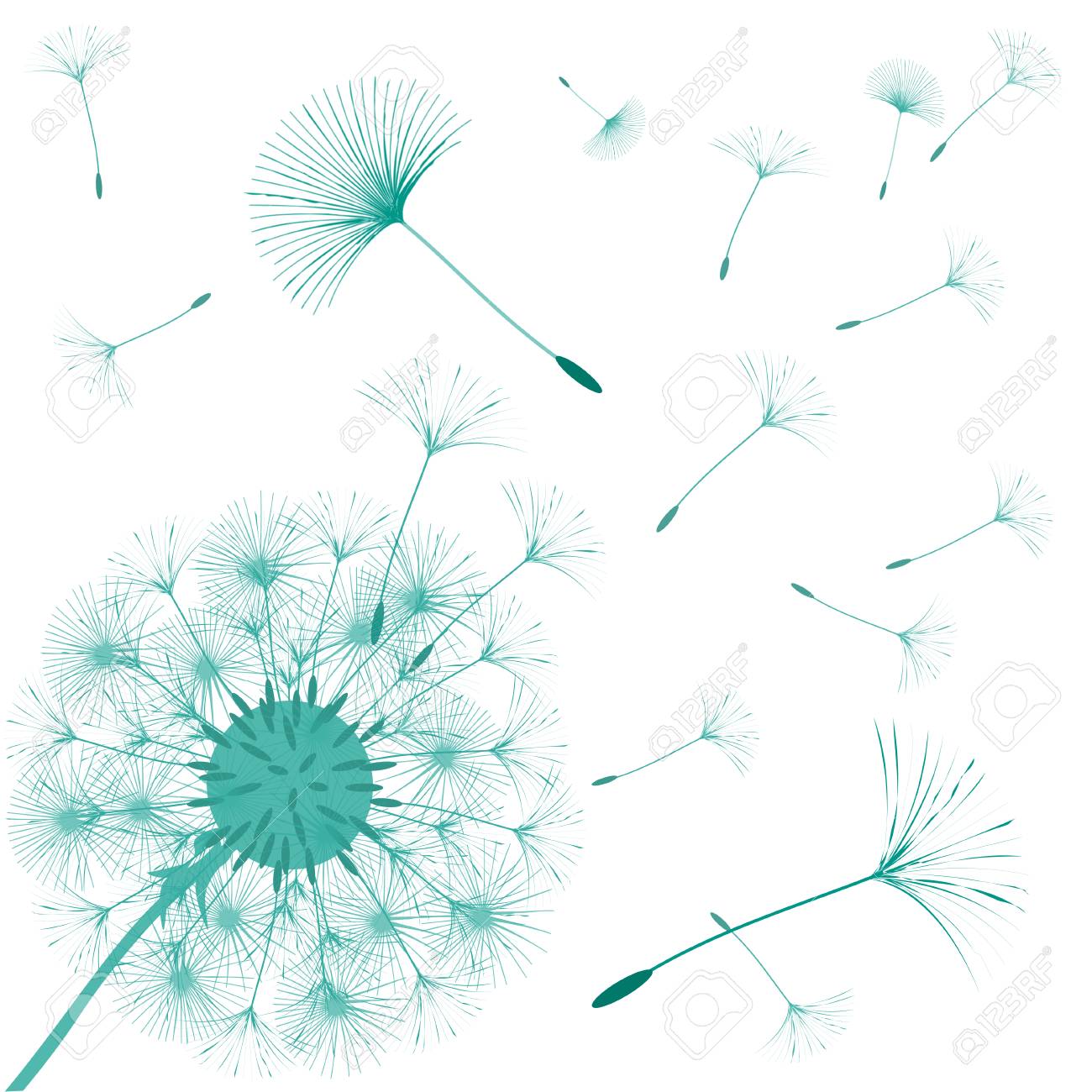 abstract background of a dandelion for design the wind blows