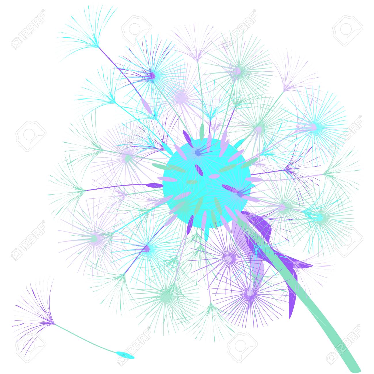 abstract background of a dandelion for design the wind blows