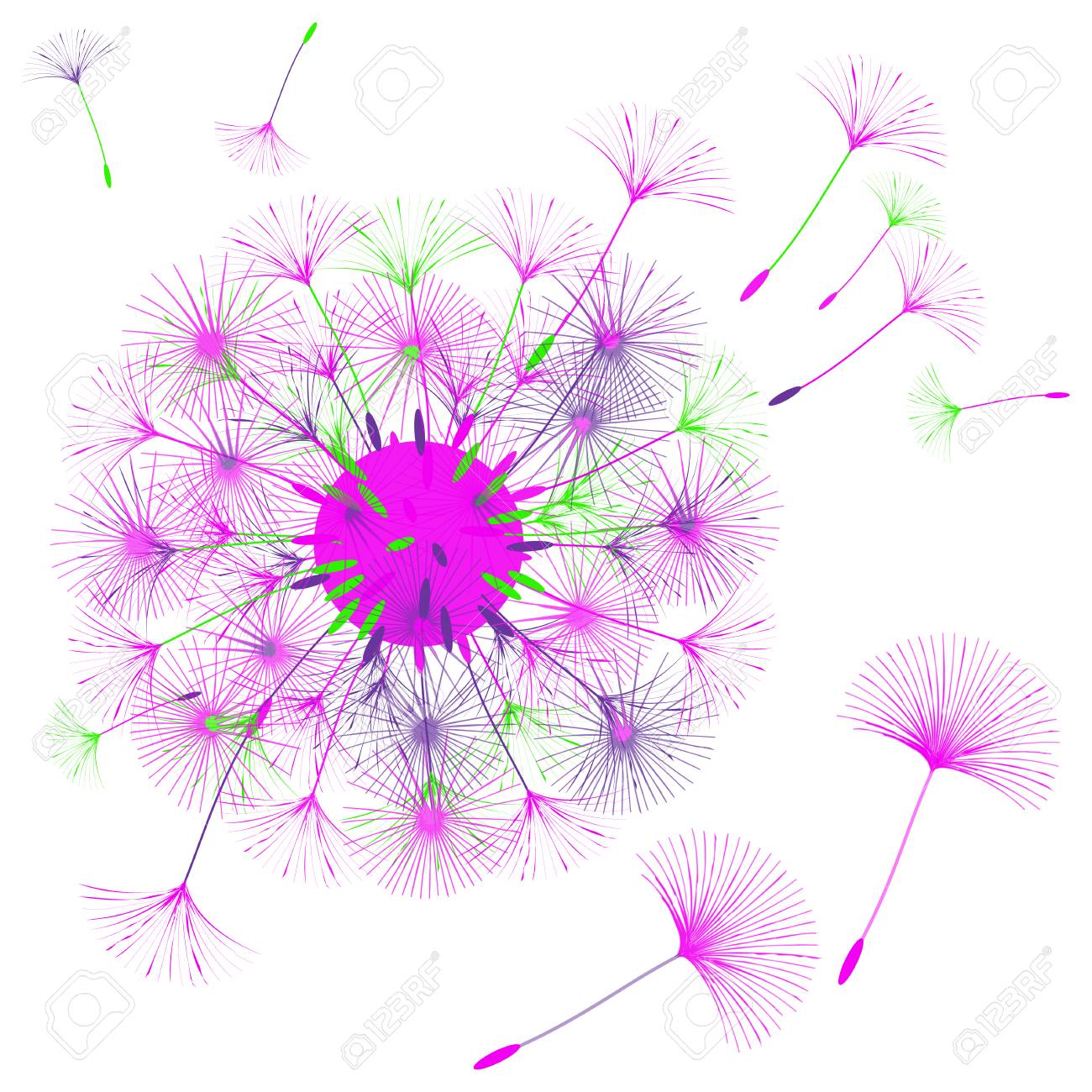 abstract background of a dandelion for design the wind blows