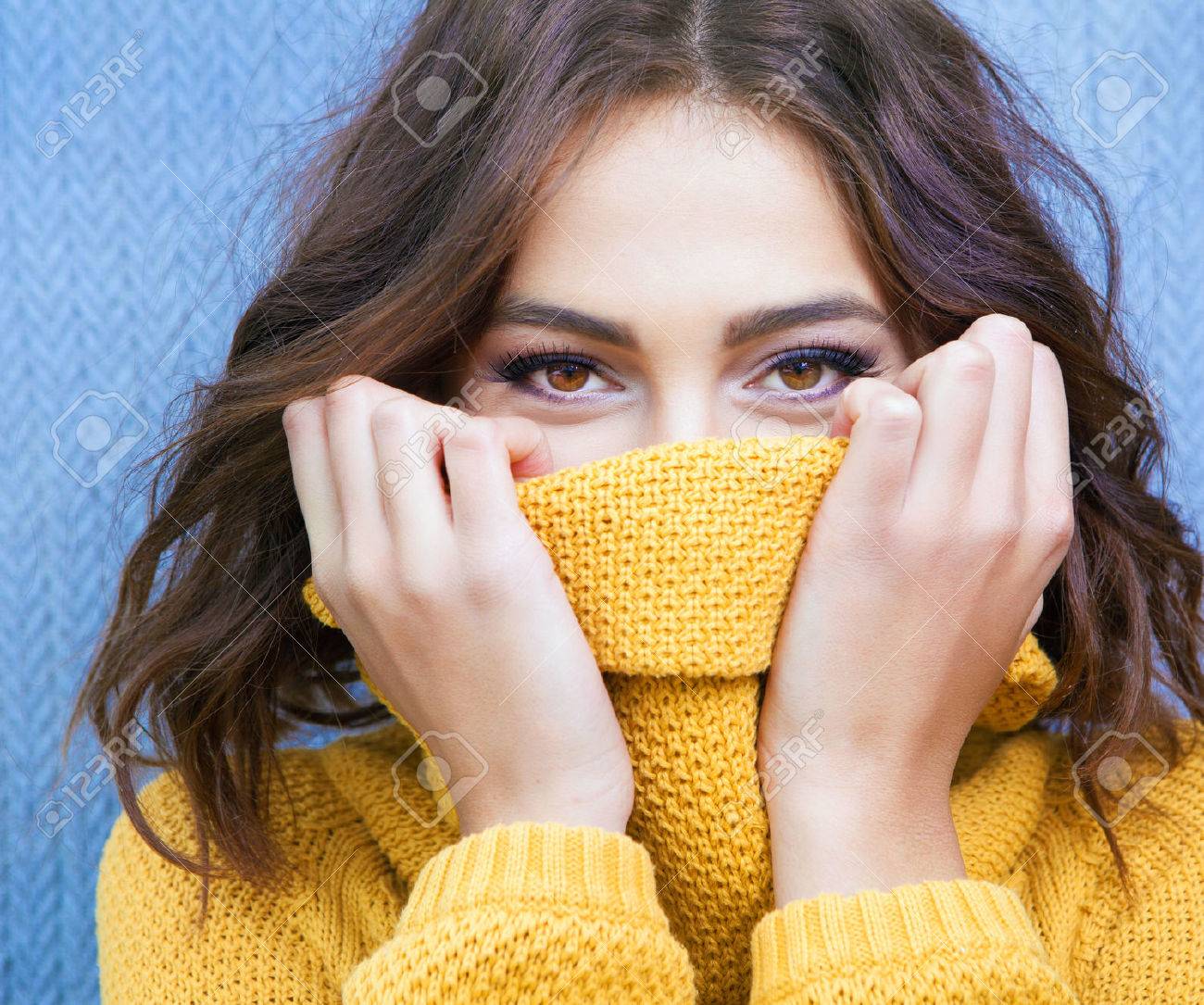 Beautiful Natural Young Shy Brunette Woman With Smiling Eyes Stock Photo Picture And Royalty Free Image Image 48120175