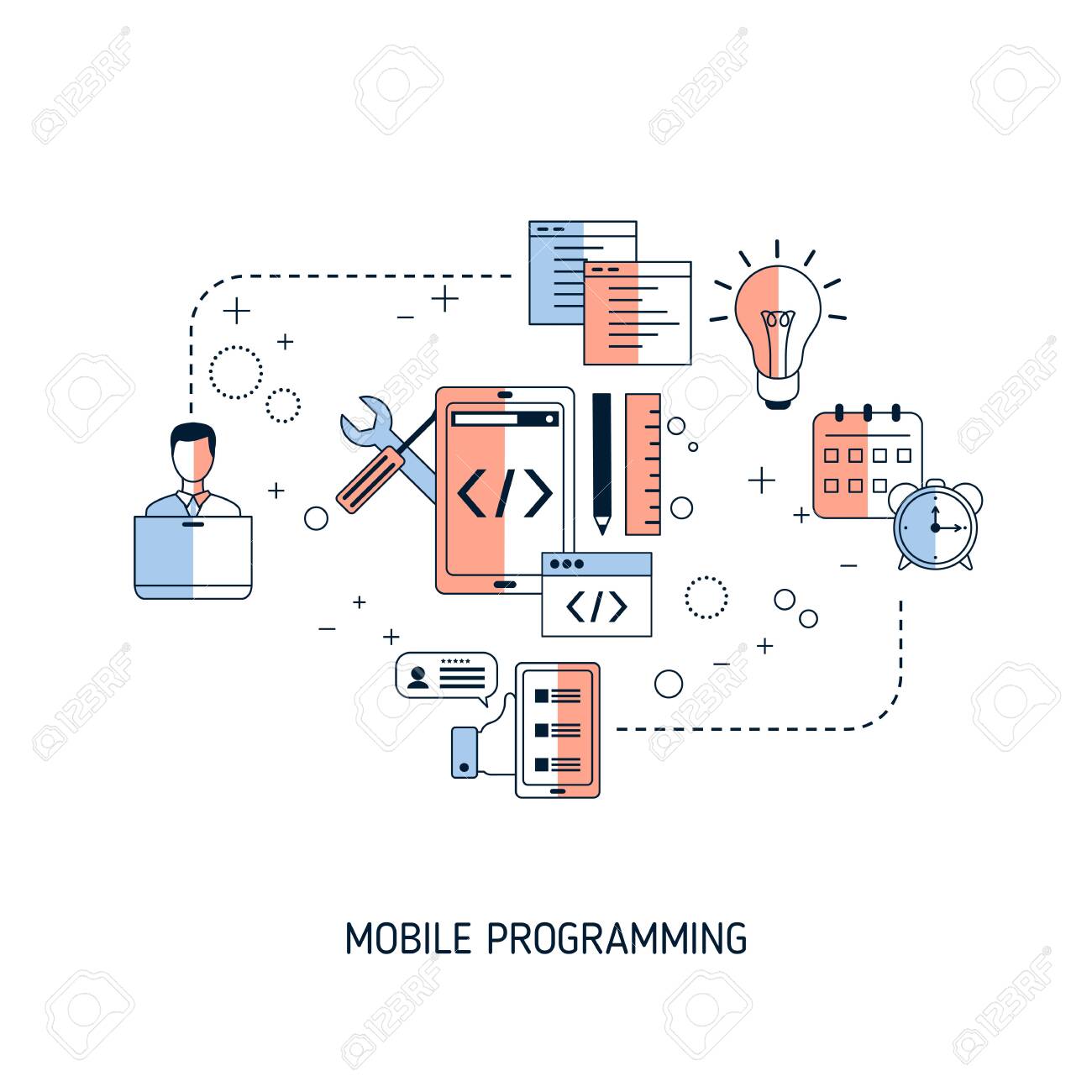 Mobile programming concept. Vector illustration for website, app, banner, etc. - 146287328 Mobile programming concept. Vector illustration for website, app, banner, etc. - 146287328