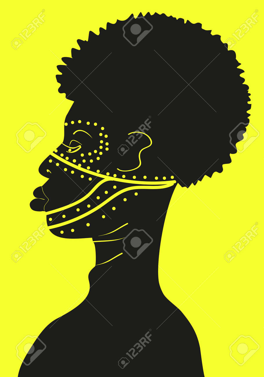 Black Men African American, African Silhouette Avatar. Man On The Side With  Face Painting. Profiles. White And Black. Symbols, Ethnicity. Avatar,  Business Card. Digital Illustration. Sample Royalty Free SVG, Cliparts,  Vectors, and, image size:910x1300