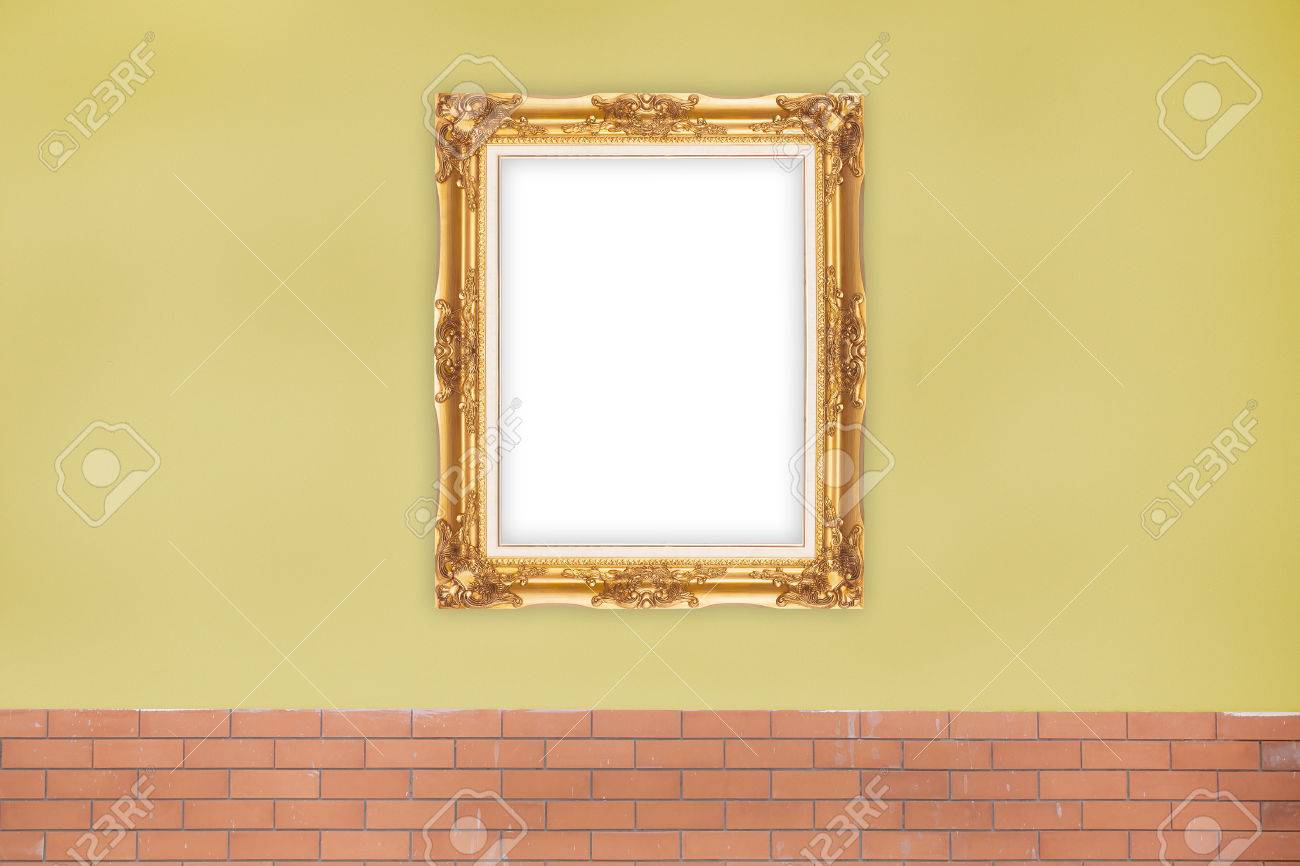 Golden Picture Frame On The Wall Color Yellow Stock Photo Picture And Royalty Free Image Image 62157514