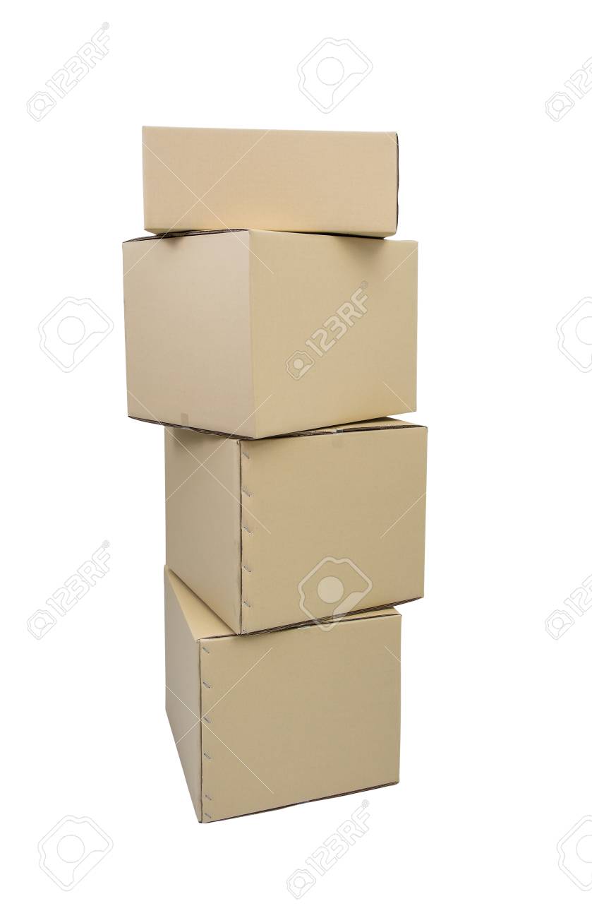 cardboard boxes in different sizes stacked boxes isolated on stock
