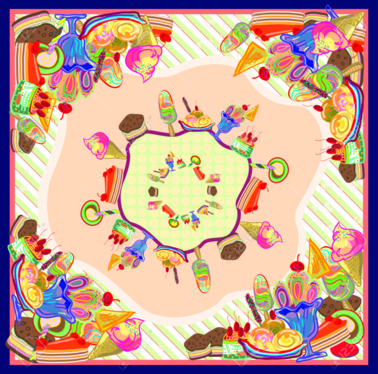 スカーフ デザイン アイス クリーム セットと組成アート のイラスト素材 ベクタ Image