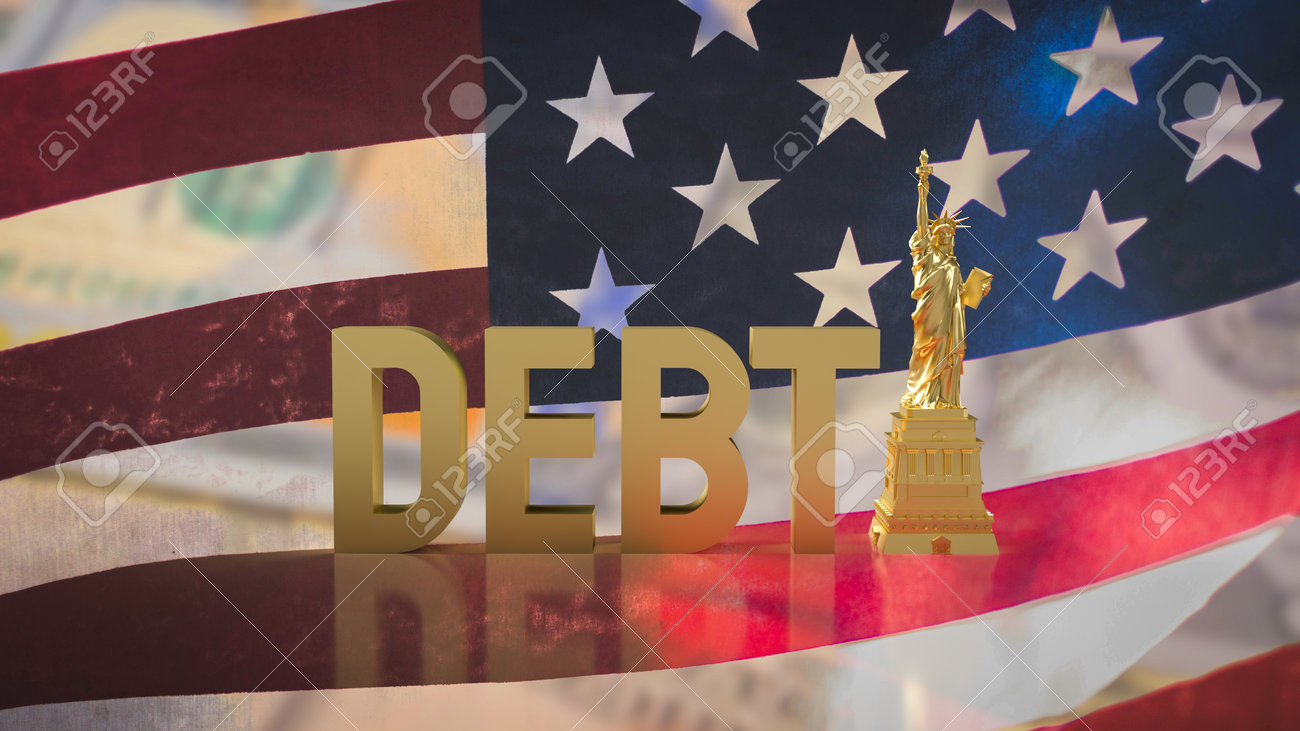 미국은 상당한 국가 부채를 가지고 있습니다. 국가 부채는 미국 정부가 국내외의 다양한 채권자에게 빚진 총 금액을 말합니다. 로열티 무료  사진, 그림, 이미지 그리고 스톡포토그래피. Image 206099474
