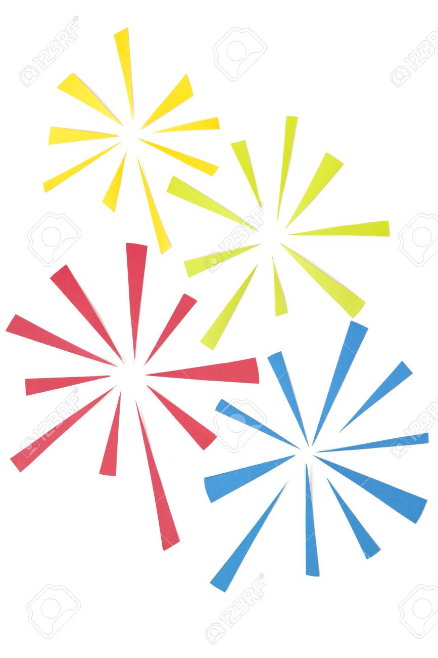 Firework Paper Cut On White Background - Isolated (handmade Paper Cut, Not  Illustration) Stock Photo, Picture and Royalty Free Image. Image 83672003., image size:867x1300