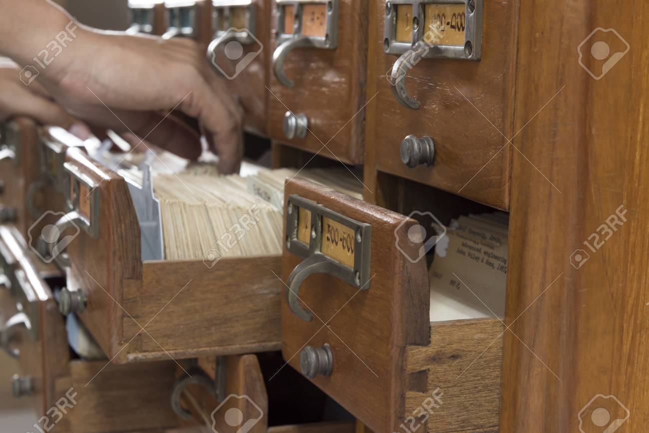 Index Cabinets In A Library Made Of Wood Stock Photo Picture And