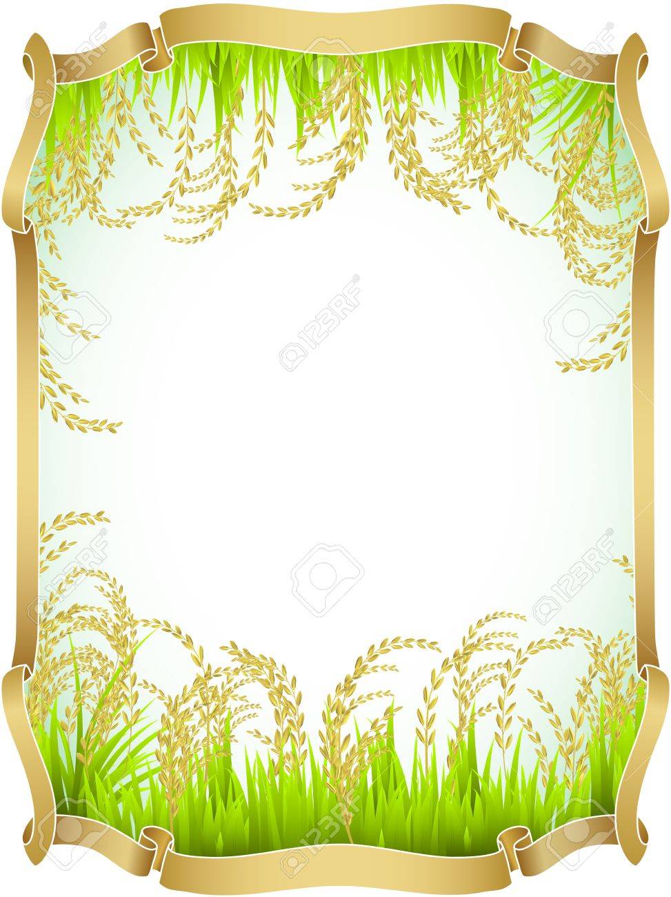 フレームとタイの白いご飯の背景 のイラスト素材 ベクタ Image