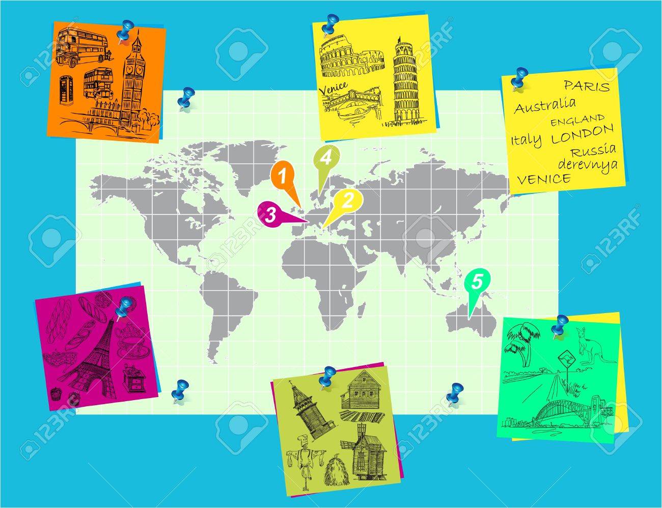 pinned on the world map to travel pinned world map