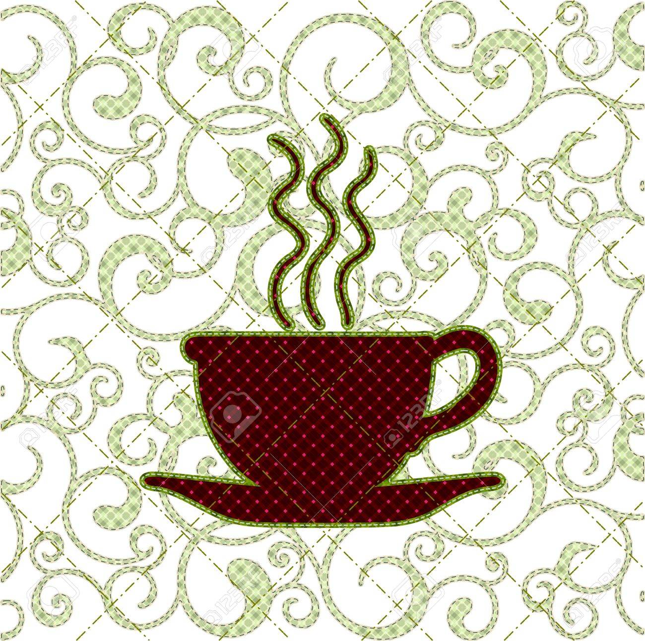 コーヒー カップのパッチワークのイラストのイラスト素材 ベクタ Image