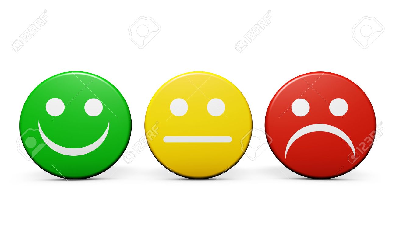 Customer Service And Product Quality Feedback Concept With Three Emoticon  Icons And Symbol On Round Badges Isolated On White Background. Stock Photo,  Picture and Royalty Free Image. Image 33990228., image size:1300x743